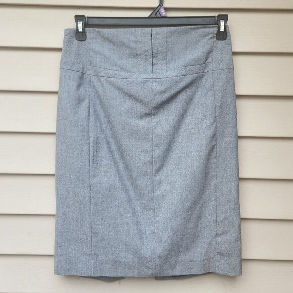 Express Gray High-Waist Skirt Solid Straight Hook/Eye Detail Slit - Picture 2 of 10